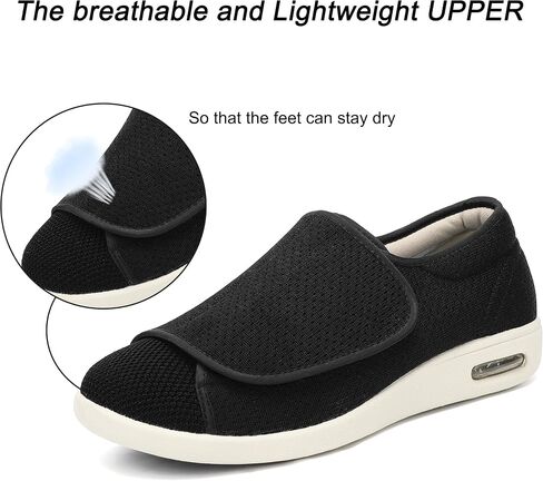 Diabetic Shoes for Men, Wide Width Elderly Men's Shoes, Adjustable Closure Lightweight Breathable, Swollen Feet Walking Edema Sneakers in Saudi Arabia
