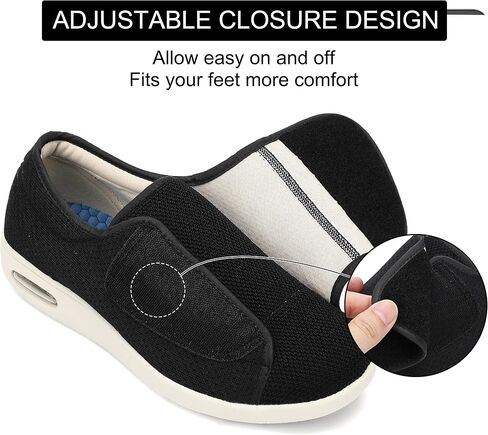 Diabetic Shoes for Men, Wide Width Elderly Men's Shoes, Adjustable Closure Lightweight Breathable, Swollen Feet Walking Edema Sneakers in Saudi Arabia
