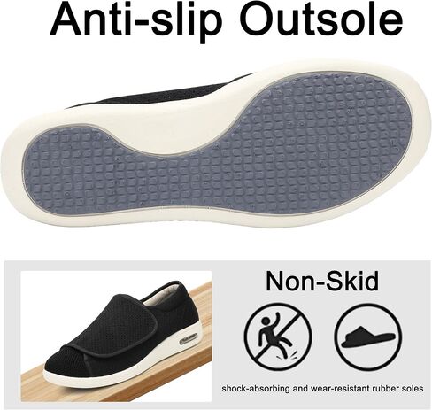 Diabetic Shoes for Men, Wide Width Elderly Men's Shoes, Adjustable Closure Lightweight Breathable, Swollen Feet Walking Edema Sneakers in Saudi Arabia