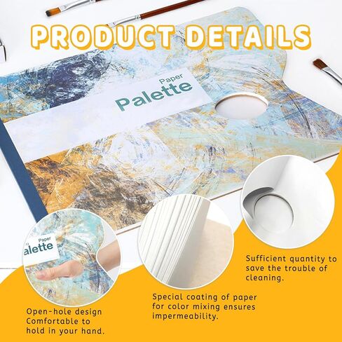 25 Sheets A4 Sized Detachable Paper Color Palette with Thumb Hole, 8.2" x 11.6" Easy Tear Painting Palette Paper, White Paper Paint Palette Pad for Mixing Acrylic Oil Watercolor (A4) in Saudi Arabia