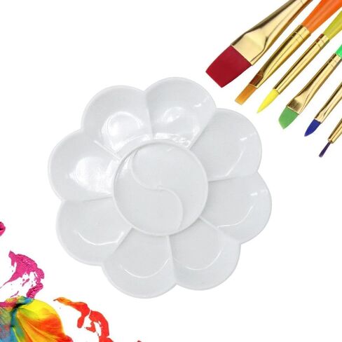 Color Palette 10PCS Plastic Flower Shape Color Palettes Art Alternatives White Mini Paint Tray Artist Watercolor Painting Supplies Painting Tools in Saudi Arabia