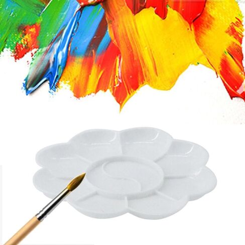 Color Palette 10PCS Plastic Flower Shape Color Palettes Art Alternatives White Mini Paint Tray Artist Watercolor Painting Supplies Painting Tools in Saudi Arabia