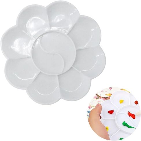 Color Palette 10PCS Plastic Flower Shape Color Palettes Art Alternatives White Mini Paint Tray Artist Watercolor Painting Supplies Painting Tools in Saudi Arabia