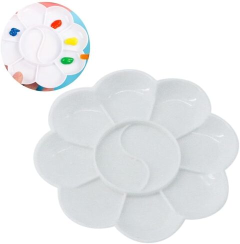 Color Palette 10PCS Plastic Flower Shape Color Palettes Art Alternatives White Mini Paint Tray Artist Watercolor Painting Supplies Painting Tools in Saudi Arabia