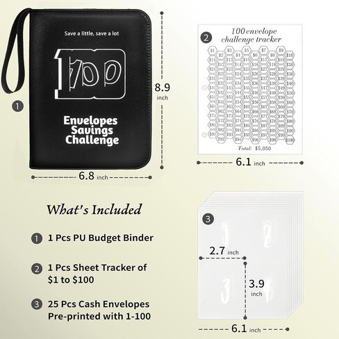 2024 Upgrade 100 Envelopes Money Saving Challenge Book, Money Saving Binder with Challenge Tracker to Save $5,050 in Saudi Arabia