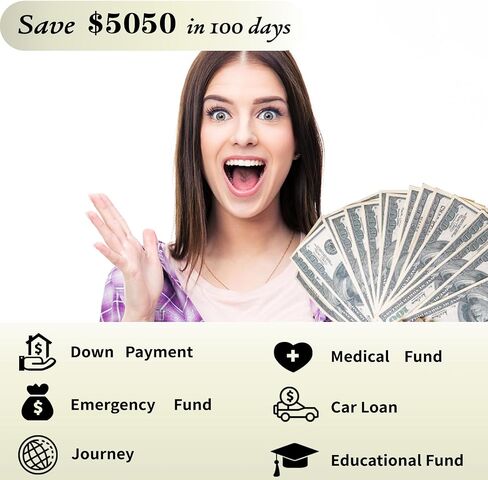 2024 Upgrade 100 Envelopes Money Saving Challenge Book, Money Saving Binder with Challenge Tracker to Save $5,050 in Saudi Arabia