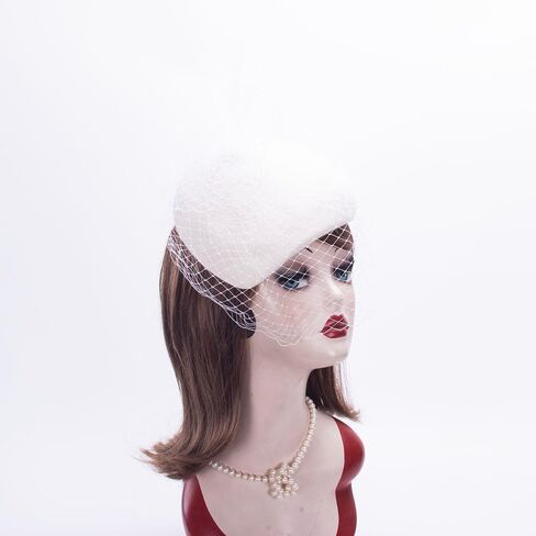 Lawliet Womens Teardrop Solid Color Wool Felt Veil Netting Fascinator A618 in Saudi Arabia