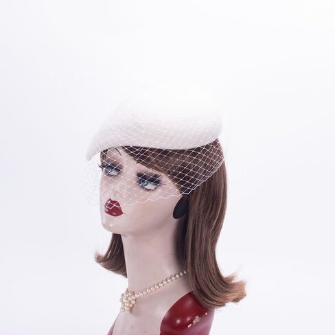 Lawliet Womens Teardrop Solid Color Wool Felt Veil Netting Fascinator A618 in Saudi Arabia