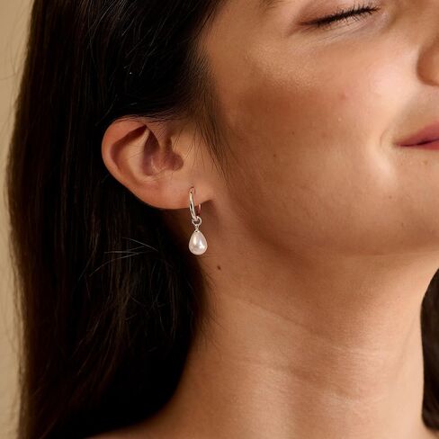 أقراط اللؤلؤ الذهبية للنساء، أقراط متدلية مطلية بالذهب/الفضة عيار 14 قيراط لا تسبب الحساسية، أقراط لؤلؤية خفيفة الوزن، أقراط ذهبية بسيطة، هدايا مجوهرات أنيقة للنساء in Kuwait