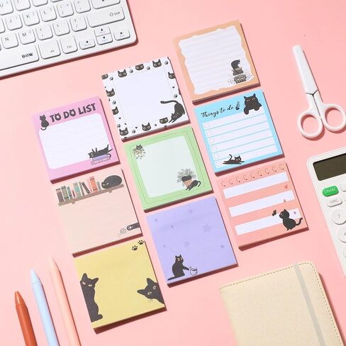9 Pads Cute Sticky Notes Cartoon Animal Self Stick Notepads 3x3 Inches Notes Adhesive Memo Pad Office Decor Gifts for Students School Office Meeting (Highland Cow) in Saudi Arabia