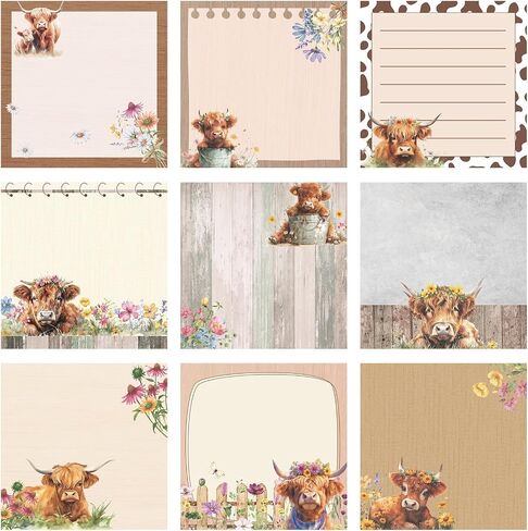 9 Pads Cute Sticky Notes Cartoon Animal Self Stick Notepads 3x3 Inches Notes Adhesive Memo Pad Office Decor Gifts for Students School Office Meeting (Highland Cow) in Saudi Arabia