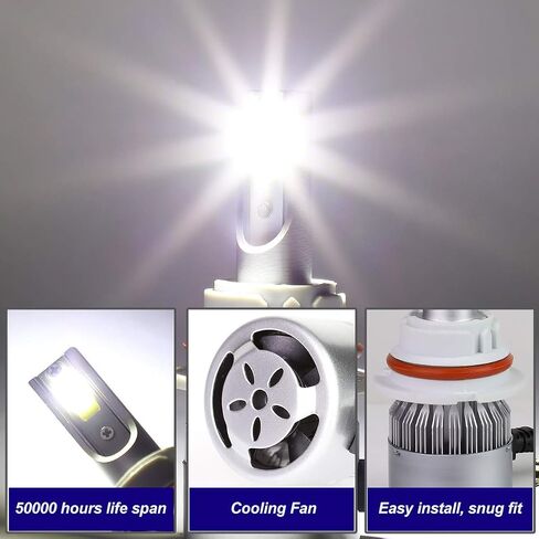 DNA Motoring HID-LED-LB-FAN-9005 Pair of LED Light Bulbs with Cooling Fan, White in Saudi Arabia