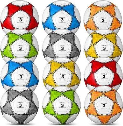 Deekin 12 قطعة من كرات كرة القدم مع مضخة حجم رسمي مفرغ من الهواء كرة القدم السائبة مخيطة خارج الكرة الرياضية للشباب في سن المراهقة الكبار ممارسة التدريب لعبة العودة إلى المدرسة in Kuwait