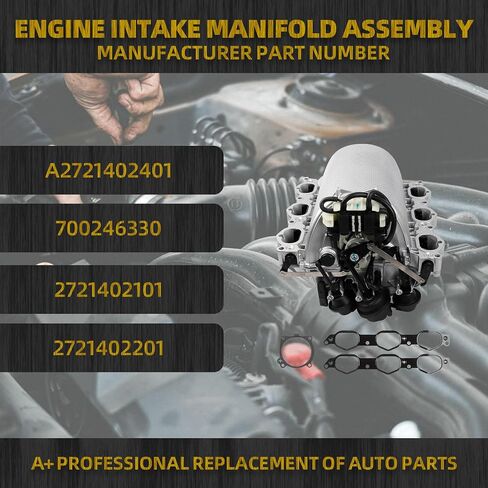 Dasbecan Intake Manifold with Gasket Compatible with 2006-2014 Mercedes Benz C230 C300 C350 E280 E350 GLK350 ML450 S400 SLK300 R350 V6 272 Engine Replaces# 2721402401 2721402201 2721402101 A2721402401 in Saudi Arabia