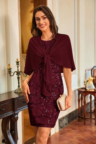 GRACE KARIN Womens Sequin Dress Mother of The Bride Dresses for Wedding Formal Dress Cocktail Evening Dress Two Piece Dress in Saudi Arabia