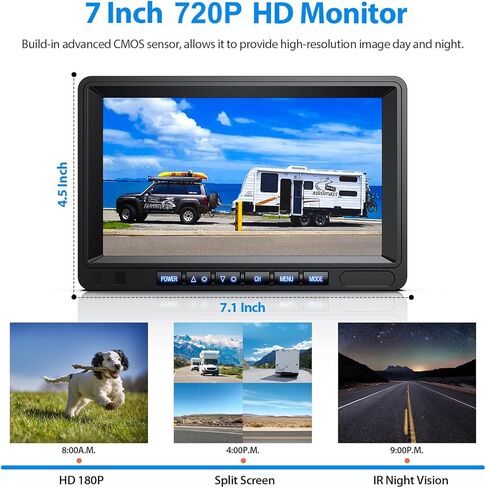 نظام كاميرا احتياطية لاسلكية من ZEROXCLUB مع شاشة لمس DVR مزدوجة/رباعية مقاس 7 بوصات تعمل باللمس، IP69 مقاومة للماء HD 1080P لاسلكية 2 كاميرا رؤية جانبية للرؤية الخلفية لشاحنة مقطورة RV العجلة الخامسة، BW702 in Kuwait
