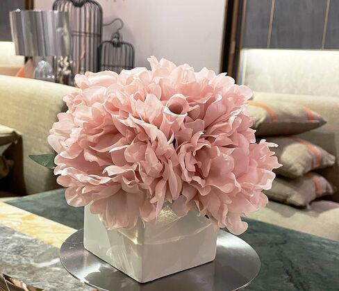 LADADA Artificial Flowers with Small Ceramic Vases, Roses in Vases Plastic Artificial Flowers and Plants,Used for Home Office Wedding Decoration, Table Decoration(White) in Saudi Arabia