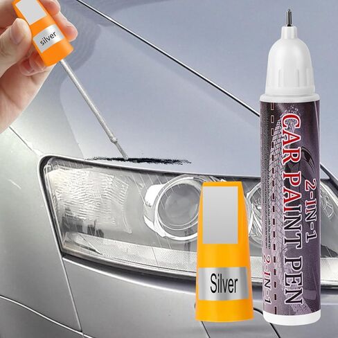 Silver Car Paint Touch Up Pen, Color Accurate Touch Up Paint for Cars, Lasting Automotive Scratch Repair Kit, 2-in-1 Professional Auto Scratch Remover for Deep and Shallow Scratches, Quick and Easy in Kuwait