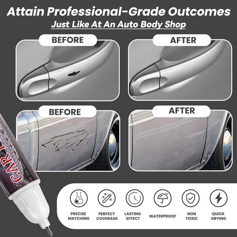 Silver Car Paint Touch Up Pen, Color Accurate Touch Up Paint for Cars, Lasting Automotive Scratch Repair Kit, 2-in-1 Professional Auto Scratch Remover for Deep and Shallow Scratches, Quick and Easy in Kuwait