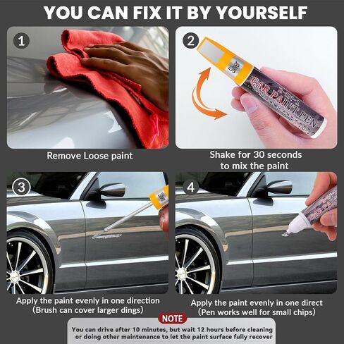 Silver Car Paint Touch Up Pen, Color Accurate Touch Up Paint for Cars, Lasting Automotive Scratch Repair Kit, 2-in-1 Professional Auto Scratch Remover for Deep and Shallow Scratches, Quick and Easy in Kuwait