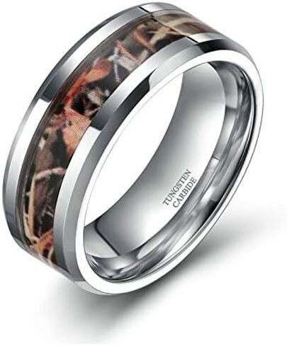 6 مللي متر 8 مللي متر العصابات الزفاف كامو للرجال النساء الصيد خواتم كربيد التنغستن الراحة تناسب حجم 5-13 in Kuwait