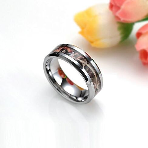 6 مللي متر 8 مللي متر العصابات الزفاف كامو للرجال النساء الصيد خواتم كربيد التنغستن الراحة تناسب حجم 5-13 in Kuwait