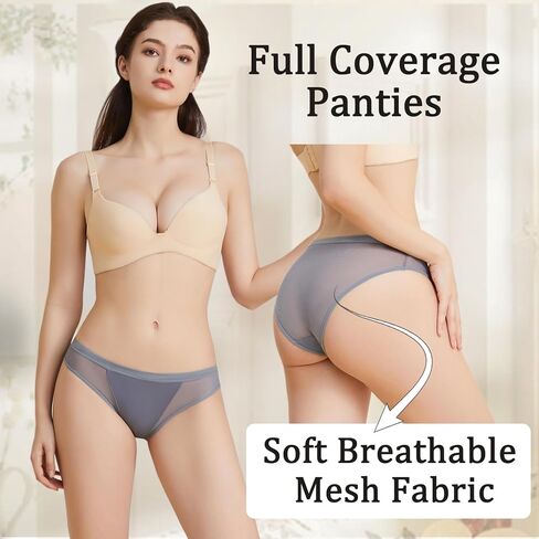 ملابس داخلية بيكيني نسائية مثيرة، سراويل داخلية شبكية ناعمة قابلة للتنفس للنساء، عبوة من 3 مقاسات S-2XL in Kuwait