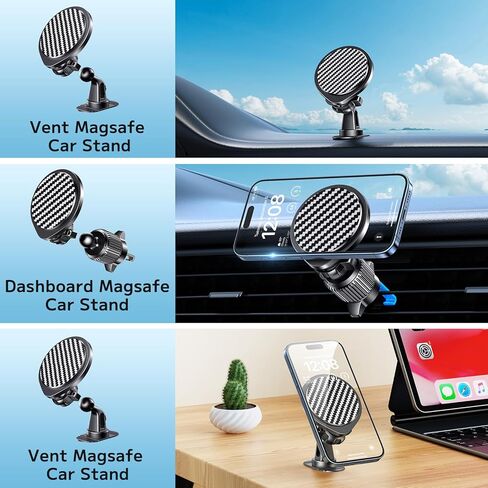 Ossvaln for Magsafe Car Mount [20 مغناطيس قوي] حامل هاتف مغناطيسي للوحة قيادة السيارة [بدون استخدام اليدين] الهاتف الخليوي Magsafe 3 Car Mount Fit iPhone 15 14 13 Pro Max Pro Plus Mini MagSafe Case جميع الهواتف in Kuwait