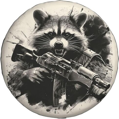 Funny Raccoon Spare Tire Cover Raccoon Holding A Gun Wheel Protector for Truck SUV Trailer Camping RV Universal Tire Covers 15 Inch in Saudi Arabia