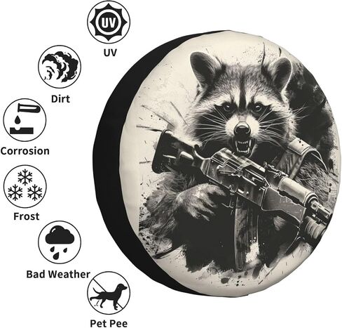 Funny Raccoon Spare Tire Cover Raccoon Holding A Gun Wheel Protector for Truck SUV Trailer Camping RV Universal Tire Covers 15 Inch in Saudi Arabia
