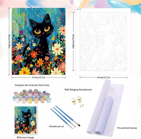 Natuyalo Paint by Number Kits for Adults Paint by Numbers for Adults Beginner, DIY Paint by Numbers for Ideal Gift Home Wall Decor (The Cat in The Garden, 16x20 Inch) in Saudi Arabia