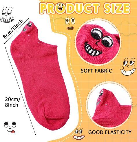 Cuffbow 20 حزمة مجنون مضحك العاطفة الجوارب Kawaii مطرزة لطيف الكاحل الجوارب لينة القطن منخفضة قطع الجوارب النساء in Kuwait