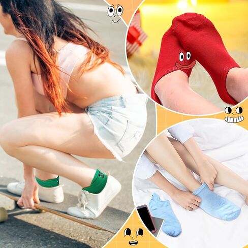 Cuffbow 20 حزمة مجنون مضحك العاطفة الجوارب Kawaii مطرزة لطيف الكاحل الجوارب لينة القطن منخفضة قطع الجوارب النساء in Kuwait