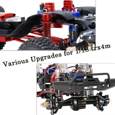 Upgrades for 1/18 TRX4M RC Crawler,Aluminum Alloy Front Rear Adjustable Shock Towers,Gearbox Housing,Transmission Mount,Steering Servo Mount & Chassis Links Hops up,Red in Saudi Arabia