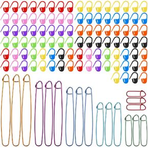 18 Pcs Knitting Stitch Holders and 100 Pcs Knitting Stitch Markers, Knitting Stitch Holder Cord Knitting Crochet Locking Stitch Markers for Sewing Crochet Knitting