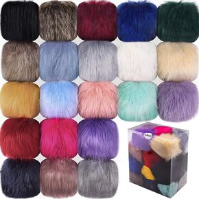 SIQUK 21 Pieces 6 Inch Faux Fur Pom Pom for Hats, Large Faux Fur Pom Pom Balls Fluffy Pom Pom with Elastic Loop for Bags Scarves Keychains Gloves DIY Crafts