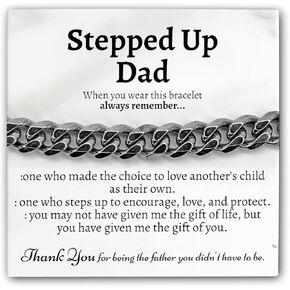Love You This Much Stepped Up Dad Cuban Link Bracelet, Gifts for Stepfather, Birthday Gifts for Stepdad, Step Dad Gifts from Daughter, Gift Ideas for Step Dad