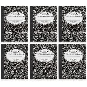 Blue Summit Composition Notebook, Wide Ruled, 100 Sheets – 1 Subject, 9.75" x 7.5", Marble Black Notebooks, 12 Notebooks