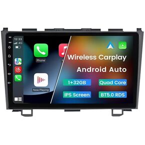 Android 12 Car Stereo Double Din for Honda CRV 2007 2008 2009 2010 2011, 9 Inch Car Radio Wireless Wired Car-Play Android Auto GPS Navigation IPS Touchscreen BT FM AM RDS DSP, 2GB RAM 32GB ROM