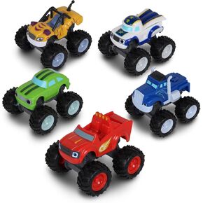 NKOK Blaze and The Monster Machines (Free-Wheel) 5PK (Blaze, Pickle, Crusher, Stripes & Darington); No Batteries Required; Grippy Tires; STEM; Officially Licensed