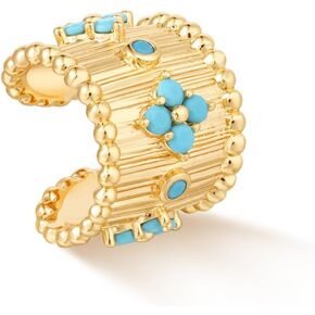MYEARS Women Ear Cuff Earring Gold Non Pierced Cartilage Clip on Open Wrap Turquoise 14K Gold Plated Simple Hypoallergenic Everyday Jewelry