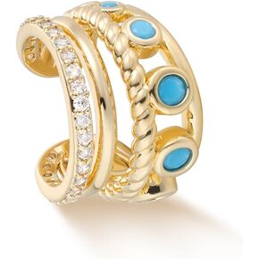 MYEARS Women Ear Cuff Earring Gold Non Pierced Cartilage Clip on Open Wrap Turquoise 14K Gold Plated Simple Hypoallergenic Everyday Jewelry in Kuwait