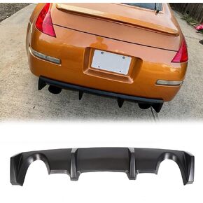 ECOTRIC Rear Bumper Spoiler Diffuser Lip Chin Shark Fin Compatible with 2003-2007 Nissan 350Z Fairlady Carbon Style
