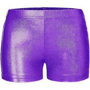 ZUYPSK Girls Elastic Waist Glittery Metallic Slim Dance Shorts Gym Tumbling Athletic Bottoms Underwear