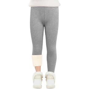 Girls Fleece Lined Leggings Ribbed Kids Winter Warm Pants 4-13 Years