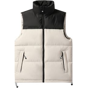 Flygo Mens Puffer Vest Lightweight Winter Outdoor Vests Warm Stand Collar Zip Sleeveless Jacket Outerwear in Kuwait