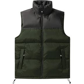 Flygo Mens Puffer Vest Lightweight Winter Outdoor Vests Warm Stand Collar Zip Sleeveless Jacket Outerwear