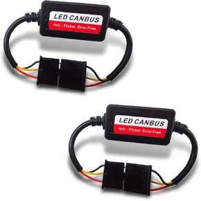 2 PCS H11/H8/H9 Car LED Light Bulb Decoder, Radio Audio LED Canbus Error-free Anti-flicker Filter Failure Decoder, Modification Replacement Repair Parts, Compatible with Most Cars (Black)
