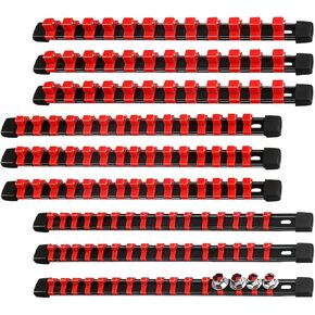 Socket Organizers Drive socket holders organizers,Heavy Duty Socket Racks, Premium Quality Socket Clip Rail Holder,The best tool organizer in the garage,(9PC)