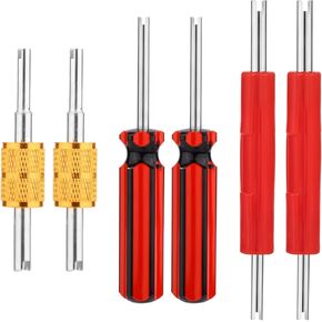 6pcs Valve Core Wrench Tool, Single & Dual Head A/C Valve Core Extractor Air Conditioning Line Repair Removal Tools Valve Core Remover for Car Bicycle RV Truck HVAC Air Conditioner